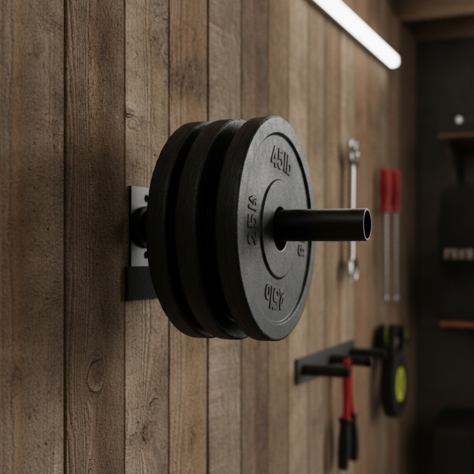Home Gym Usa - Wall-Mounted Weight Plate Holder Compact Wall