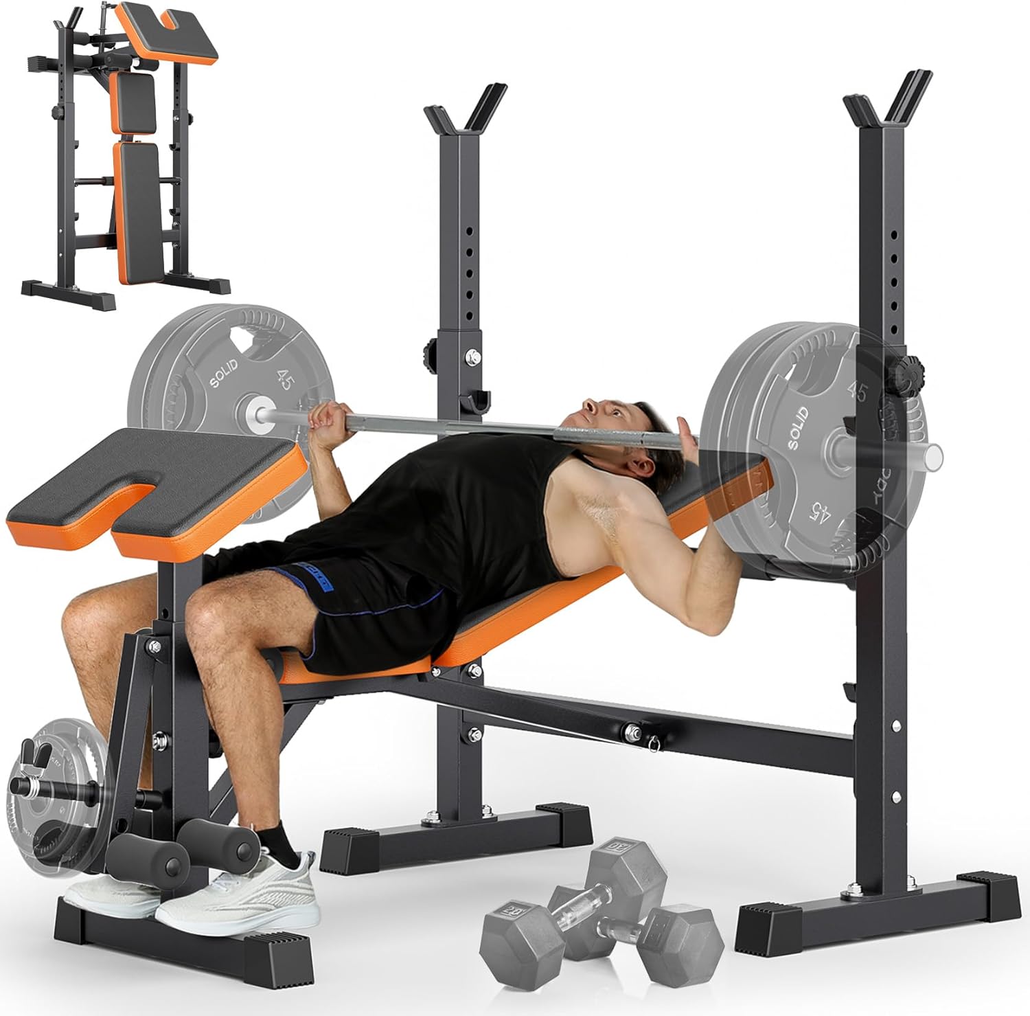 Home Gym Usa - 6-in-1 Space Saving Weight Bench Set