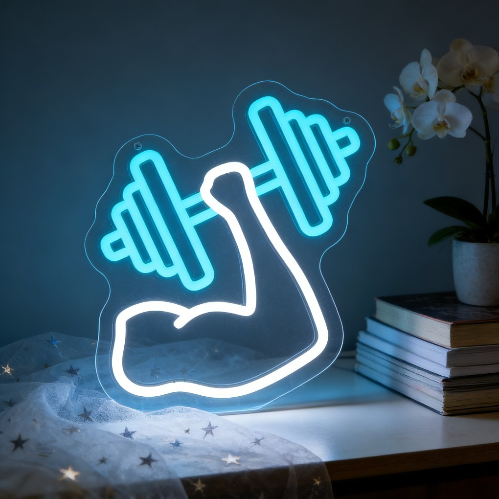 Home Gym Neon Sign - Muscle Arm Dumbbell Neon Sign LED