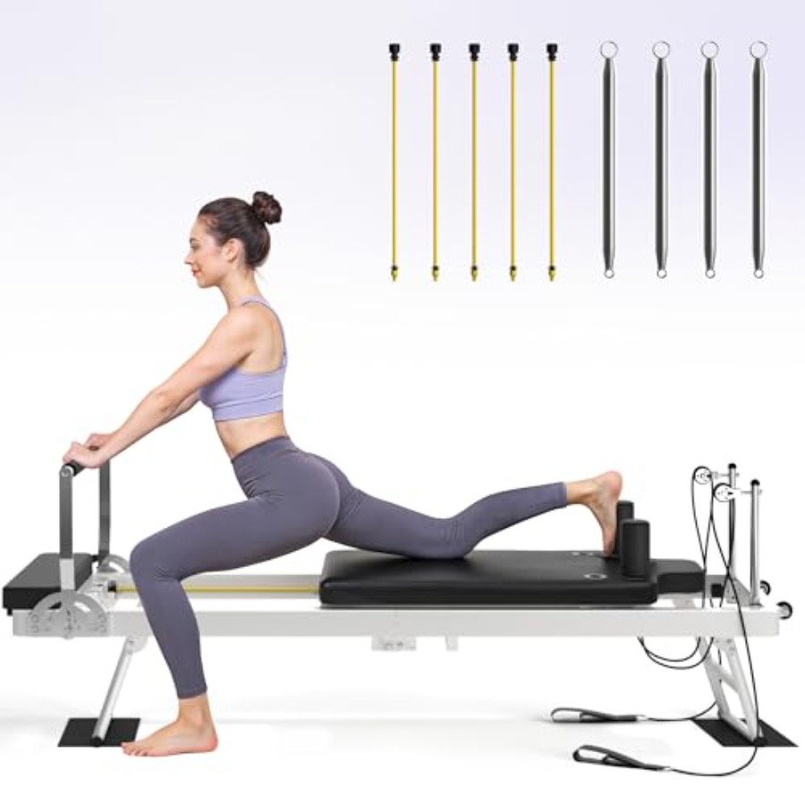 Home Gym Resistance - Foldable Pilates Reformer Machine for Home
