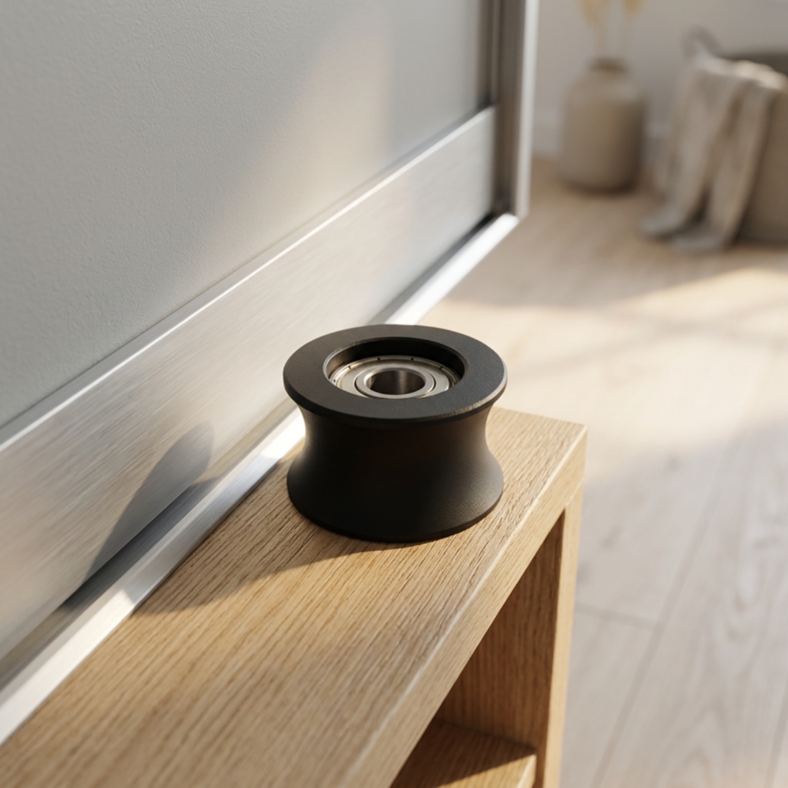 Home Gym Resistance - Roller Wheel with Bearing Black Rubber