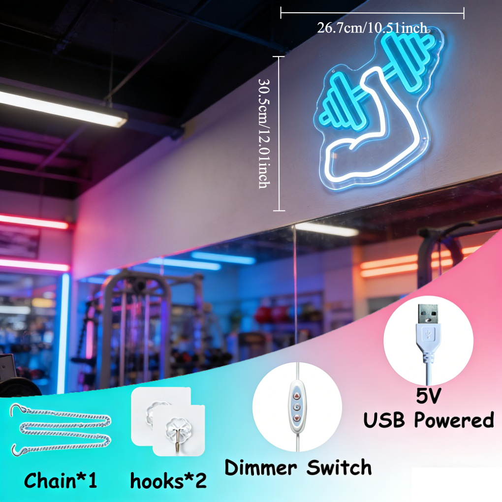 Muscle Arm Dumbbell Neon Sign  – обзор и цена Home Gym Neon Sign