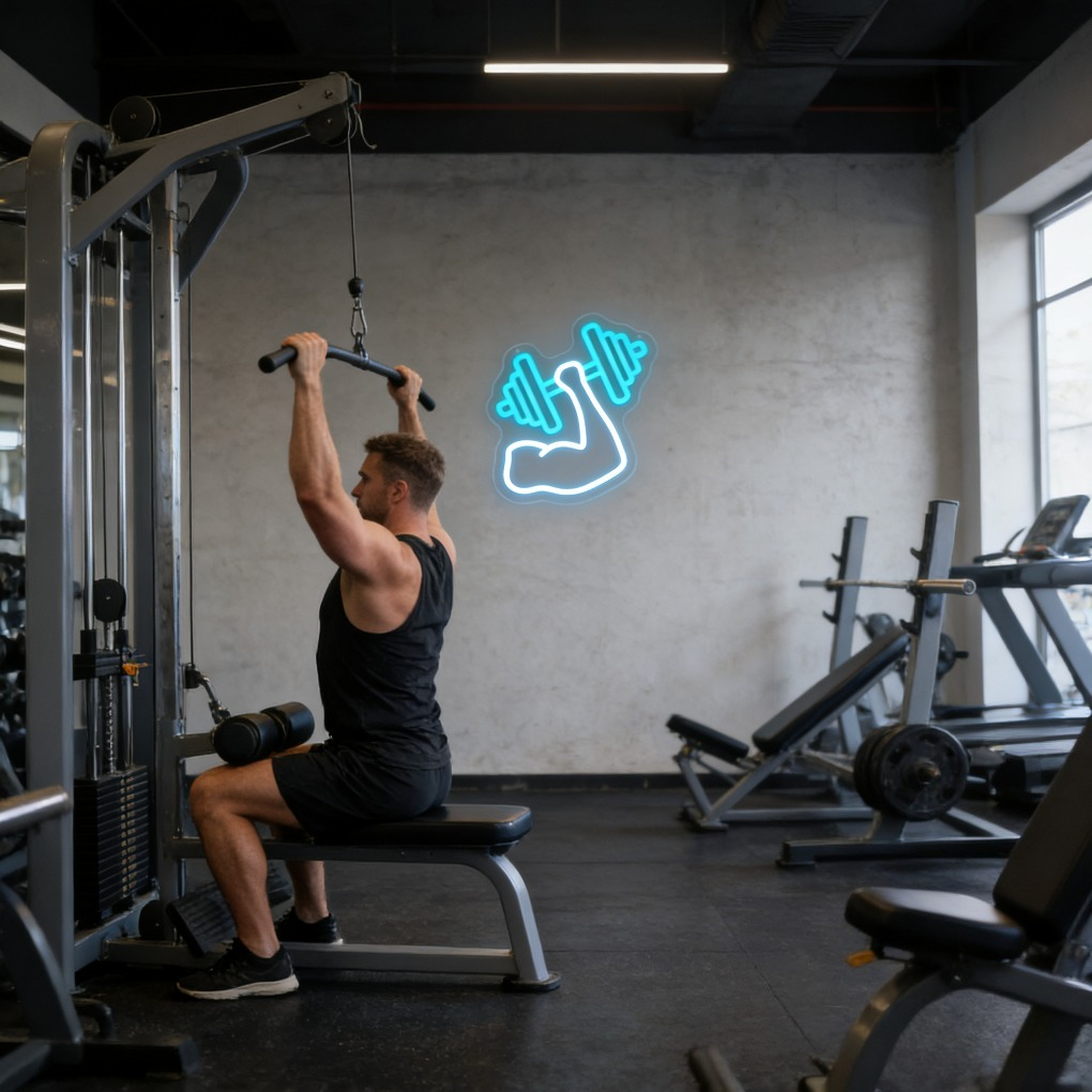 Muscle Arm Dumbbell Neon Sign  – обзор и цена Home Gym Neon Sign