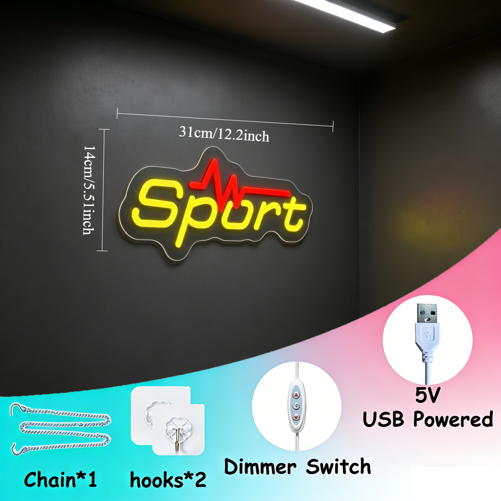 Sport Neon Sign LED USB Dimmab – обзор и цена Home Gym Neon Sign
