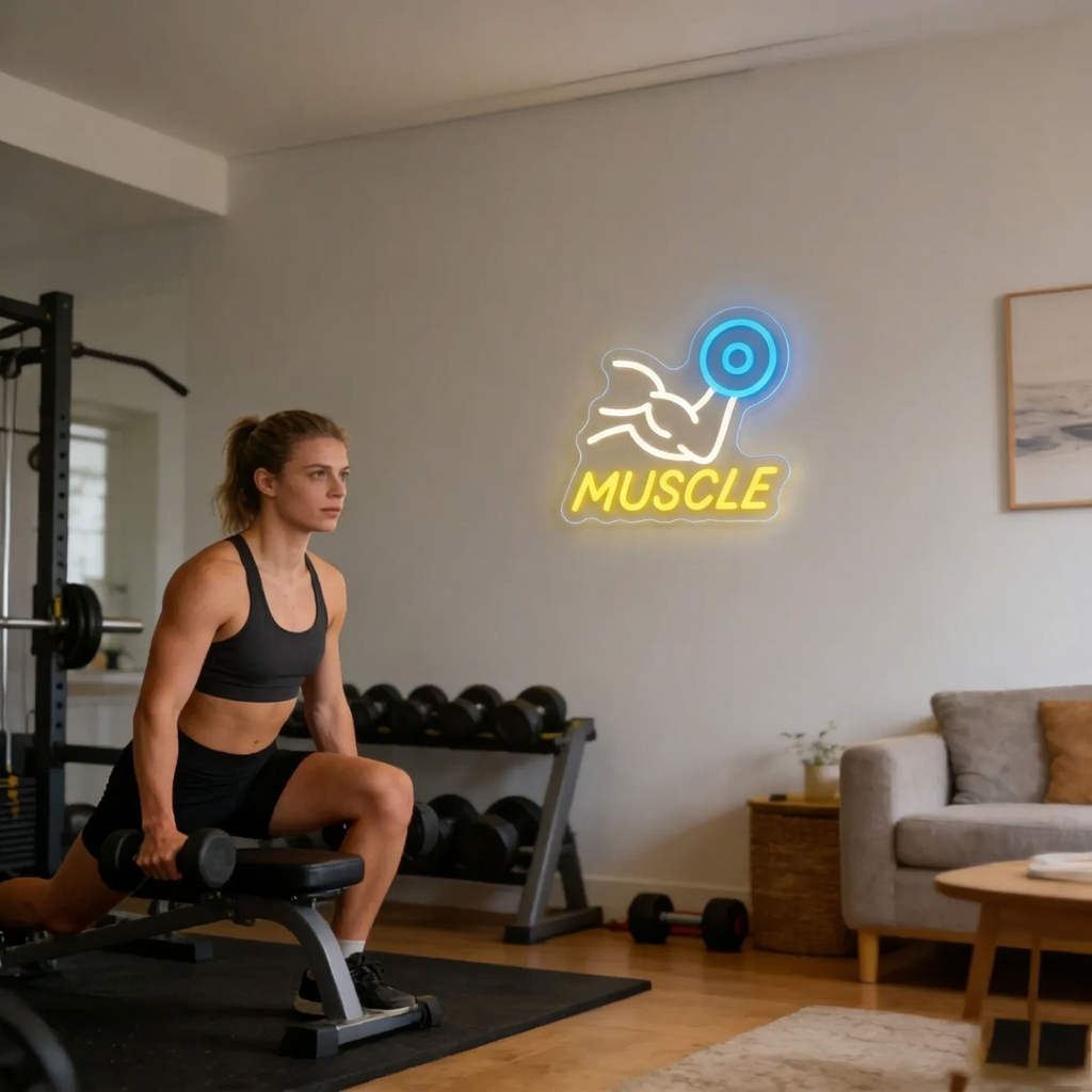 Muscle Neon Sign LED USB Dimma – обзор и цена Home Gym Neon Sign