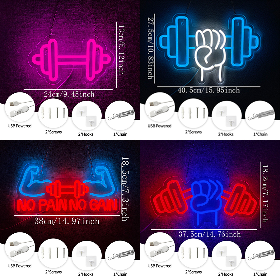 No Pain No Gain Neon Sign for  – обзор и цена Home Gym Neon Sign